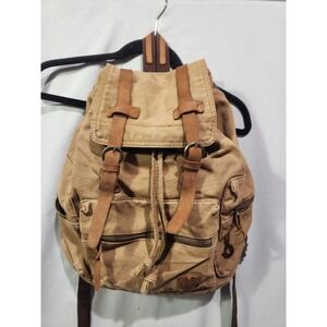 Hynes Eagle Canvas Backpack Leather Straps - Drawstring Backpack Small Rucksack